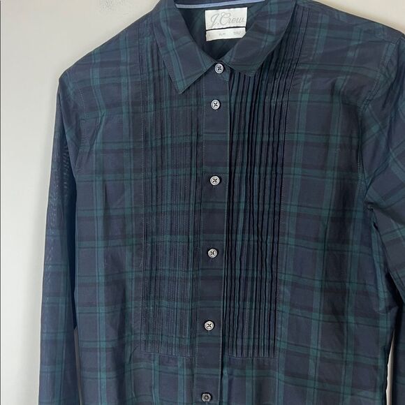 J. Crew Women'sTartan Tuxedo Shirt Blouse Button Down Shirt Cotton Silk Size 4 - Picture 6 of 10